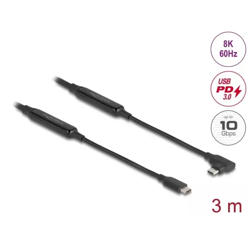 Cabo USB DeLOCK 81195 3 m USB C preto 10 Gbit/s