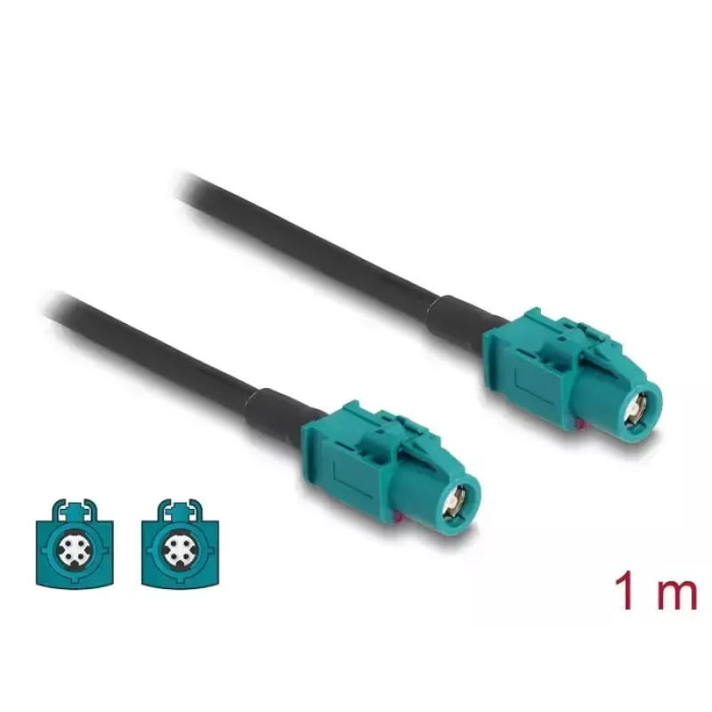 Cabo coaxial DELOCK 90680 — 1 m, HSD Z para HSD Z, preto/azul