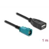 Cabo coaxial DELOCK 90703 — HSD Z para USB A, 1 m, preto/azul