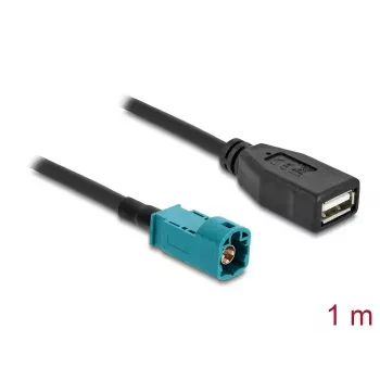 Cabo coaxial DELOCK 90703 — HSD Z para USB A, 1 m, preto/azul