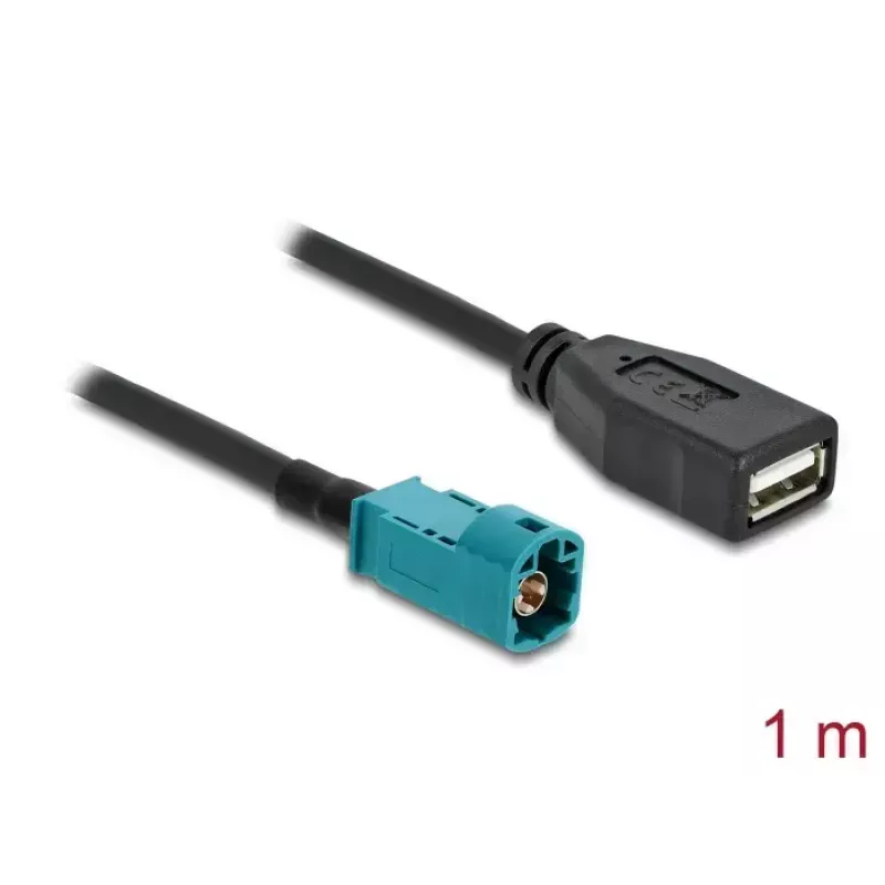 Cabo coaxial DELOCK 90703 — HSD Z para USB A, 1 m, preto/azul