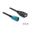 Cabo coaxial DELOCK 90702 HSD Z para USB A, 0,5 m, preto/azul