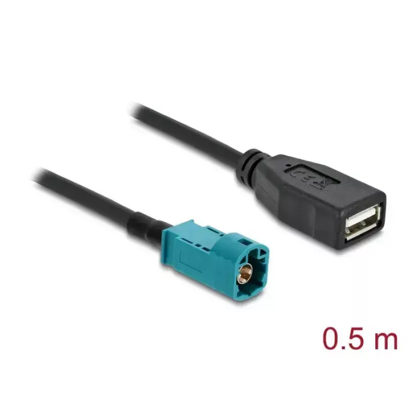 Cabo coaxial DELOCK 90702 HSD Z para USB A, 0,5 m, preto/azul