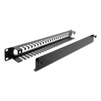 Painel de gestão de cabos DELOCK 67277 — aço, preto, acessório de rack 1HE