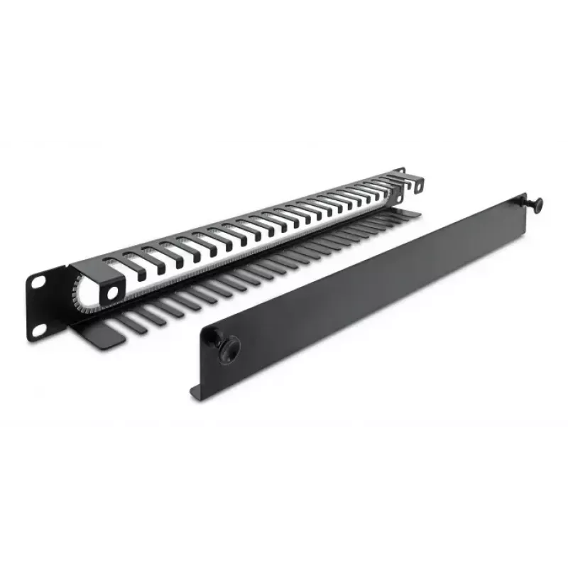 Painel de gestão de cabos DELOCK 67277 — aço, preto, acessório de rack 1HE