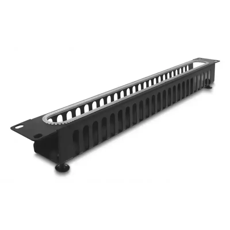 Painel de gestão de cabos DELOCK 67277 — aço, preto, acessório de rack 1HE