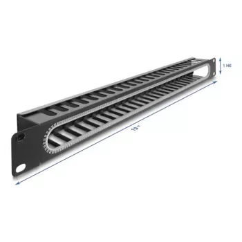 Painel de gestão de cabos DELOCK 67277 — aço, preto, acessório de rack 1HE