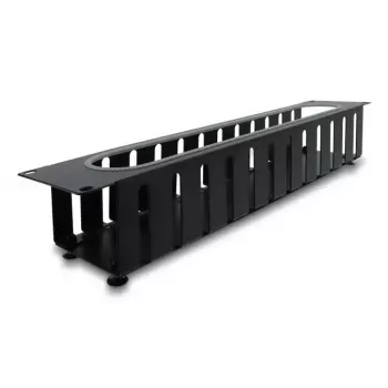 Tampa de gestão de cabos DELOCK 67279 — acessório para rack de aço 2U, preto, abertura com proteção de bordos
