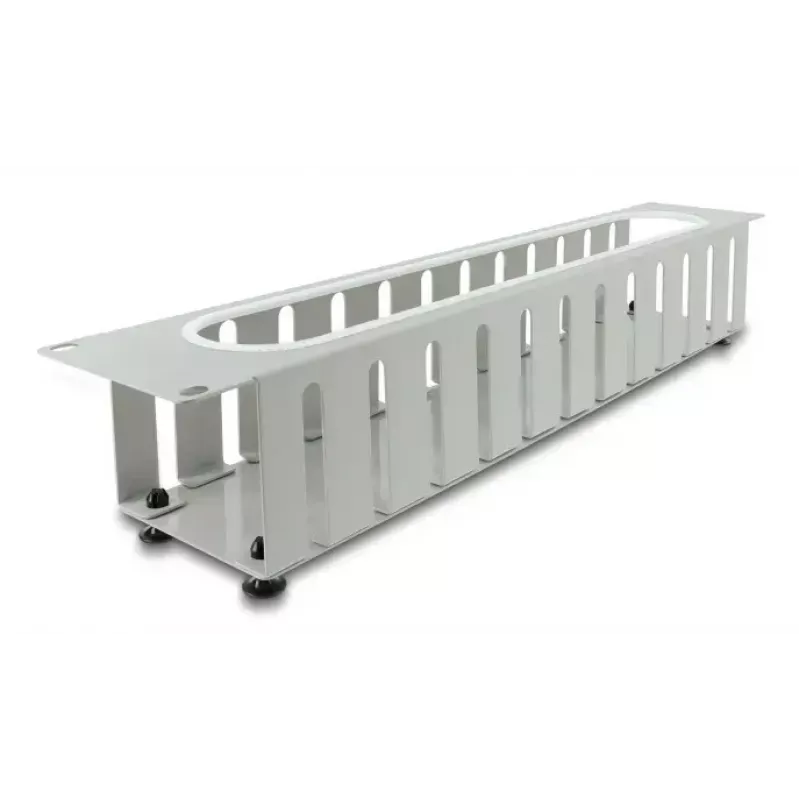 Painel de gestão de cabos DELOCK 67280 — painel para rack de aço 19 polegadas 2U com abertura, cinzento