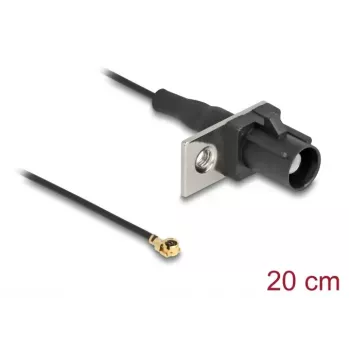 Cabo coaxial DELOCK 90728 — FAKRA A para I-PEX MHF1, 0,2 m, 1,13 mm, preto