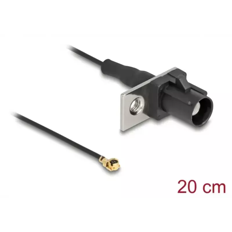 Cabo coaxial DELOCK 90728 — FAKRA A para I-PEX MHF1, 0,2 m, 1,13 mm, preto