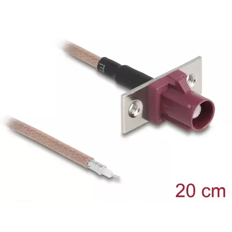 Cabo coaxial DELOCK 90729 RG-316/U 0,2 m com macho FAKRA-D, castanho