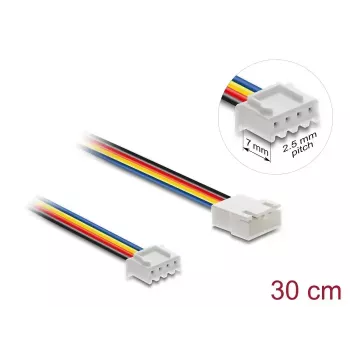 DeLOCK 90868 Cabo de extensão de ventoinha PWM 4 pinos JST, macho para fêmea, comprimento do conector 7 mm, 30 cm