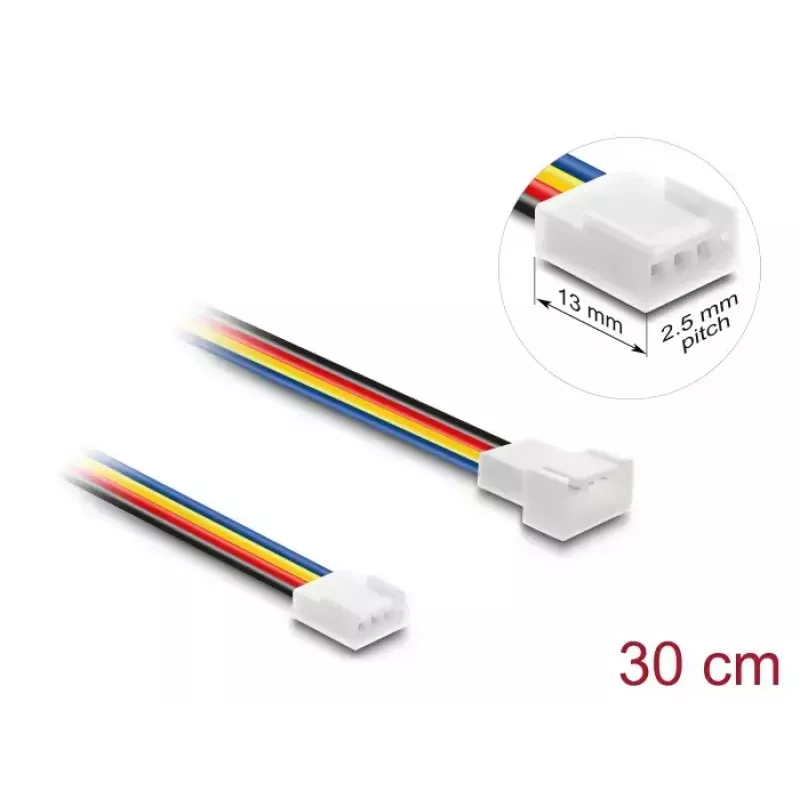 DeLOCK 90871 Cabo de extensão de ventoinha PWM 4 pinos, macho para fêmea, comprimento do conector 13 mm, 30 cm