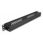 Placa-guia de gestão de cabos DELOCK 19 polegadas 1HE com 2 aberturas, metal/plástico, preto