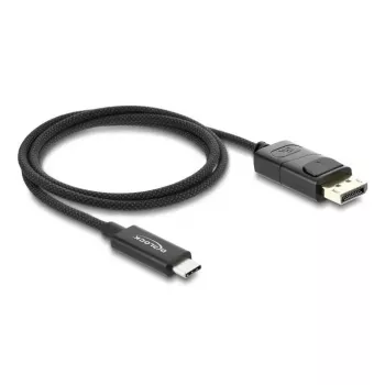 Cabo coaxial DELOCK USB Type-C para DisplayPort (DP Alt Mode) 4K 60 Hz, USB-C para DP, 1 m, preto, 3,5 mm de diâmetro