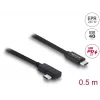 Cabo coaxial DELOCK USB4 Gen 3x2 em ângulo esquerda/direita USB-C para USB-C 40 Gbit/s USB PD 3.1 240 W 0,5 m