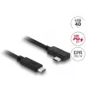 Cabo coaxial DELOCK USB4 Gen 3x2 USB-C para USB-C 40 Gbit/s PD 3.1 240 W em ângulo esquerda/direita 1 m