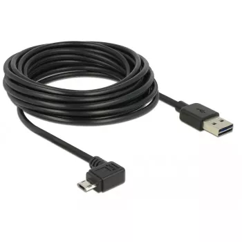 Cabo USB 2.0 DELOCK Type-A para Micro-USB B em ângulo esquerda/direita, 5 m, preto