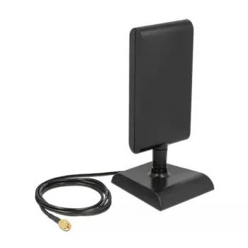 Delock 88992 Antena LTE, SMA, 2-4 dBi, omnidirecional, base magnética, cabo ULA 100 de 1 m, preto
