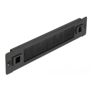 Placa de escovas DELOCK 10 polegadas passa-cabos barra de escovas sem ferramentas 1U preto