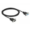 Delock Cabo null modem RS-232, D-Sub 9 macho para fêmea, caixa de conector fina, 2 m, preto