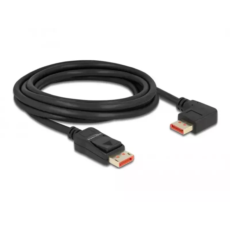 Cabo DisplayPort DeLOCK 87048 8K 60Hz 3 m ficha para ficha 90° angular para a esquerda