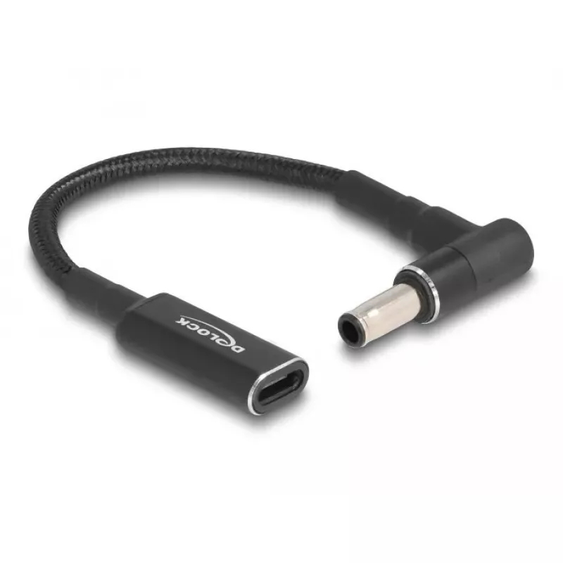 Cabo adaptador DeLOCK conector fêmea USB Type-C para ficha Samsung 5,5 x 3,0 mm 90° angular 15 cm