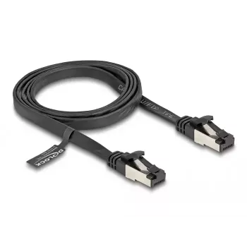 Cabo de rede DeLOCK RJ45 cabo patch plano ficha para ficha Cat.8.1 1 m preto