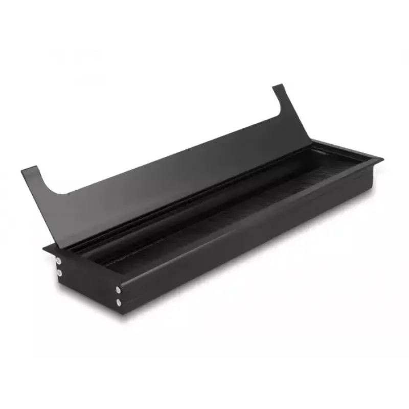 Passa-cabos DELOCK 66858 para secretária, preto, 80×300×28 mm