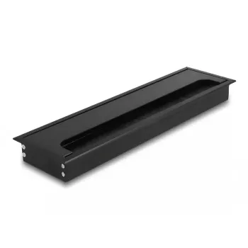 Passa-cabos DELOCK 66858 para secretária, preto, 80×300×28 mm