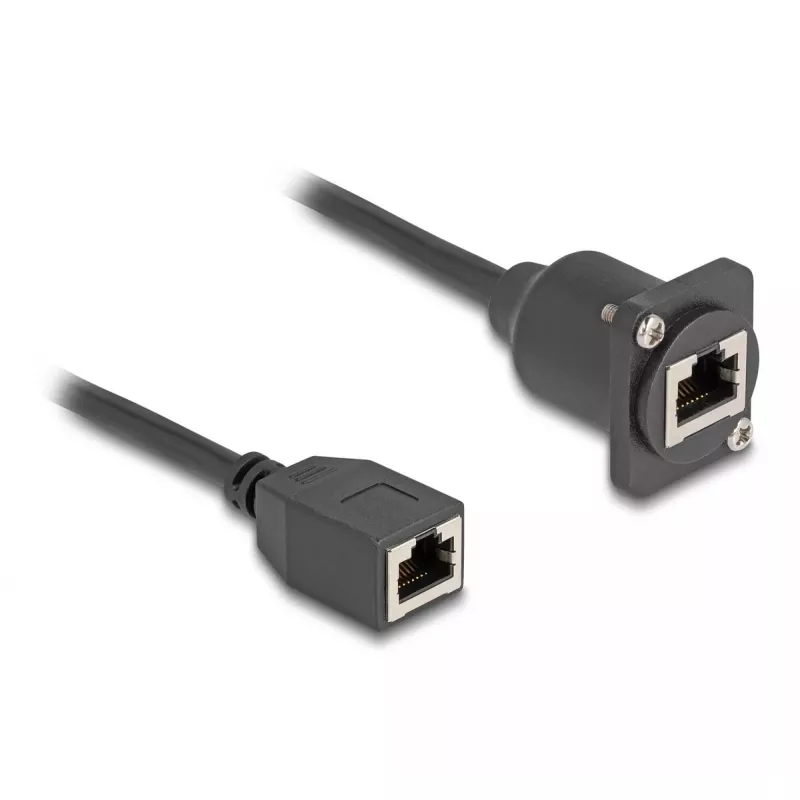 DeLOCK cabo D-Type RJ45 conector fêmea para conector fêmea Cat.5e preto 20 cm