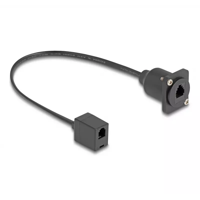 DeLOCK cabo D-Type RJ10 conector fêmea para conector fêmea preto 30 cm