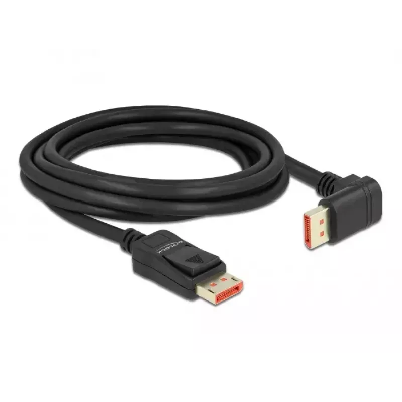 Cabo DisplayPort DeLOCK 87052 8K 60Hz 3 m ficha para ficha 90° para baixo