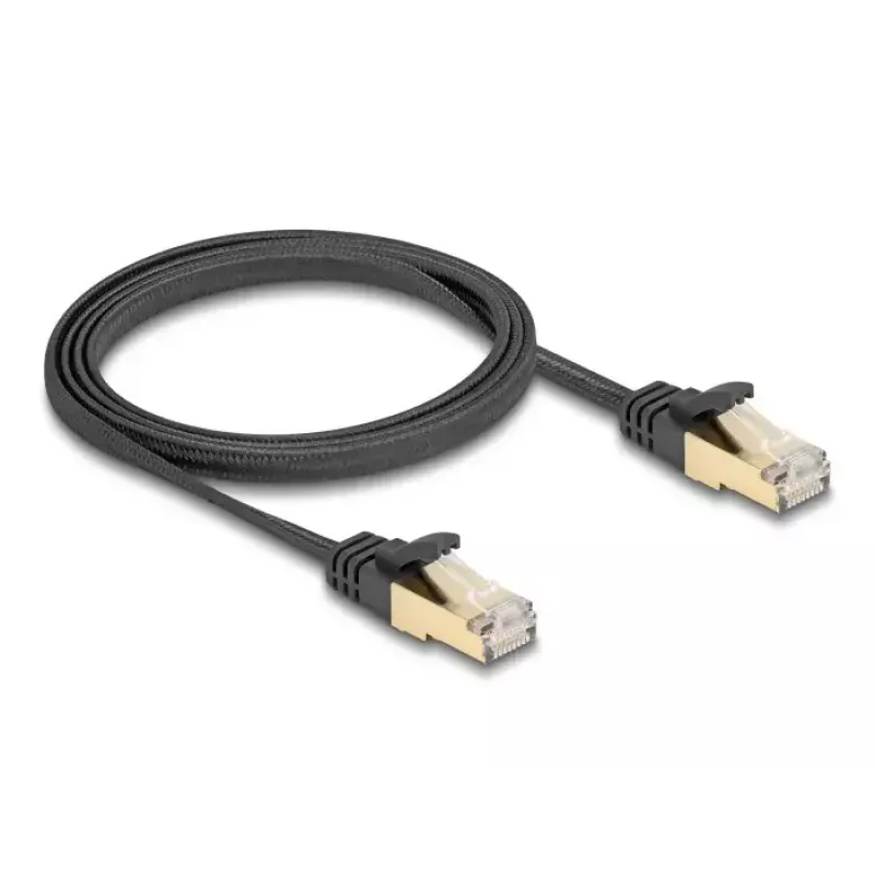 Cabo de rede DeLOCK RJ45 plano 1 m Cat6A preto