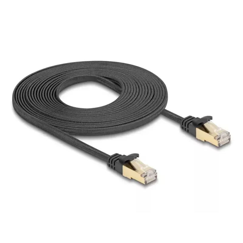Cabo de rede DeLOCK RJ45 plano 5 m Cat6A preto