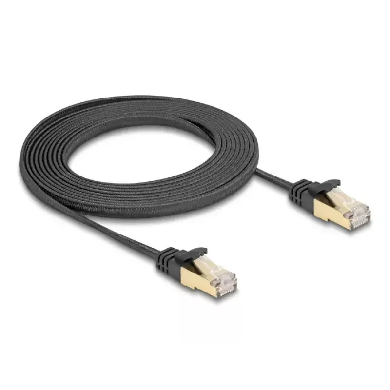 Cabo de rede DeLOCK RJ45 plano 3 m Cat6A preto