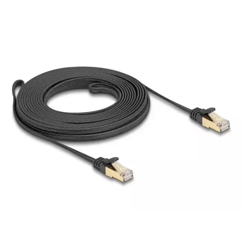 Cabo de rede DeLOCK RJ45 plano 7,5 m Cat6A U/FTP preto