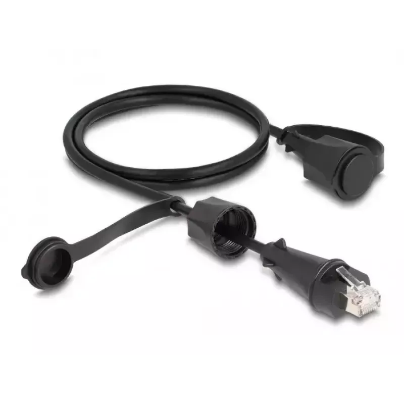 Cabo de rede DeLOCK RJ45 macho para RJ45 macho Cat.6 STP 1 m IP68 preto