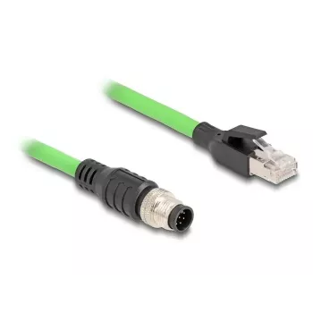 Cabo de rede DeLOCK M12 codificado A 8 pinos macho para RJ45 macho PUR (TPU) 2 m