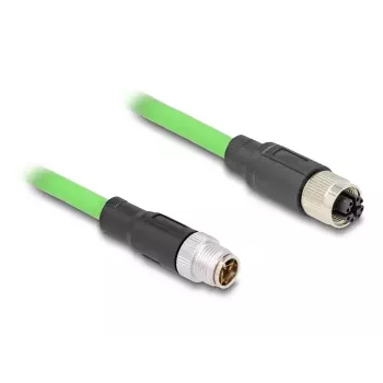 Cabo de rede DeLOCK M12 codificado X 8 pinos macho para fêmea PUR (TPU) 1 m