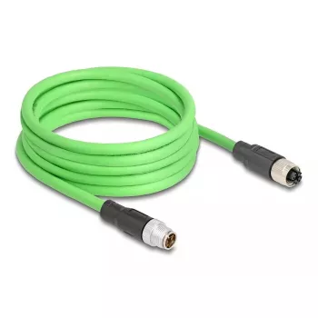Cabo de rede DeLOCK M12 codificado X 8 pinos macho para fêmea PUR (TPU) 1 m