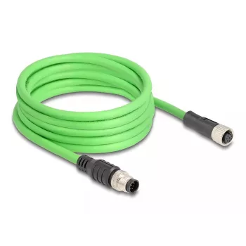 Cabo de rede DeLOCK M12 codificado A 8 pinos macho para fêmea PUR (TPU) 5 m