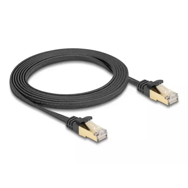 Cabo de rede DeLOCK RJ45 plano Cat.6A 2 m preto