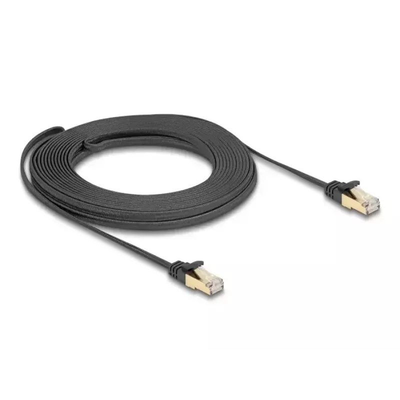 Cabo de rede DeLOCK RJ45 plano 10 m Cat6A preto
