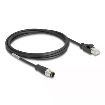 Cabo de rede DeLOCK M12 codificado D 4 pinos macho para RJ45 macho Cat5e 2 m preto