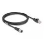 Cabo de rede DeLOCK M12 codificado D 4 pinos macho para RJ45 macho Cat5e 2 m preto