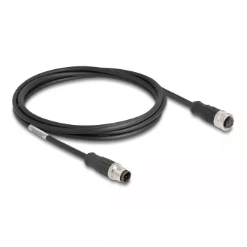 Cabo de rede DeLOCK M12 codificado D 4 pinos macho para fêmea Cat5e 2 m preto