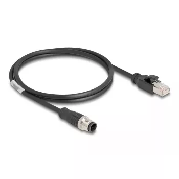 Cabo de rede DeLOCK M12 codificado D 4 pinos macho para RJ45 macho Cat5e 1 m preto