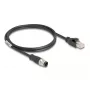 Cabo de rede DeLOCK M12 codificado D 4 pinos macho para RJ45 macho Cat5e 1 m preto